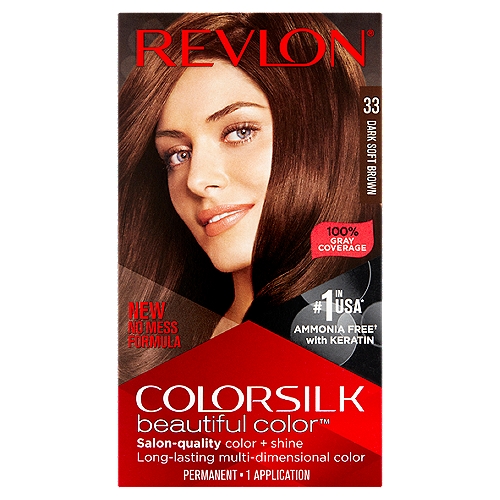 Revlon ColorSilk Beautiful Color 33 Dark Soft Brown Permanent Haircolor, 1 application