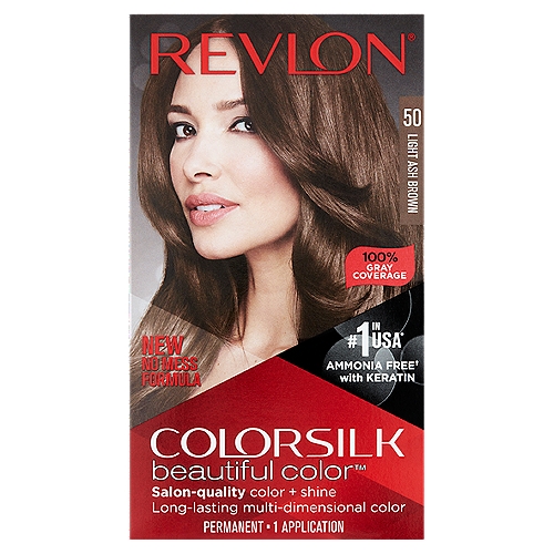 Revlon ColorSilk Beautiful Color 50 Light Ash Brown Permanent Haircolor, 1  application