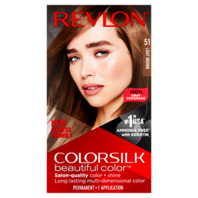 Revlon ColorSilk Beautiful Color 51 Light Brown Permanent Haircolor, 1 application