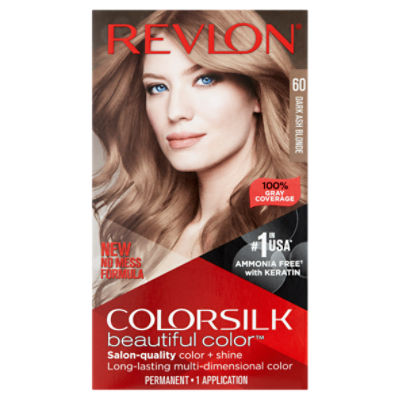 Revlon ColorSilk Beautiful Color 60 Dark Ask Blonde Permanent Hair Color, 1  application