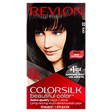 Revlon ColorSilk Beautiful Color 10 Black Permanent Haircolor, 1 application