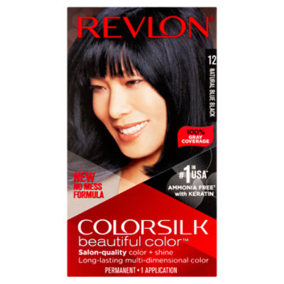 Revlon ColorSilk Beautiful Color 12 Natural Blue Black Permanent Haircolor, 1 application