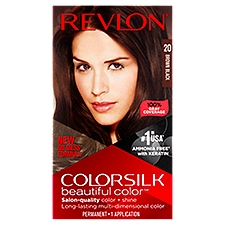 Revlon ColorSilk Beautiful Color 20 Brown Black Permanent Haircolor, 1 application, 1 Each