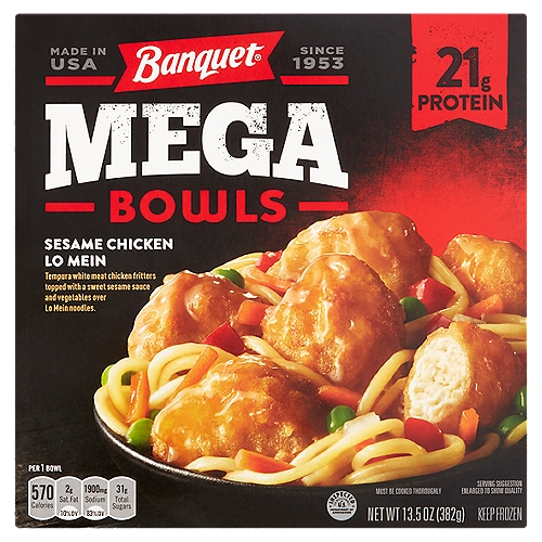 Banquet Mega Bowls Sesame Chicken Lo Mein, 13.5 oz