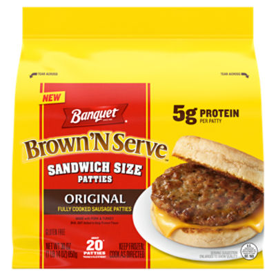 Banquet Brown'N Serve Original Sandwich Size Patties, 30 oz