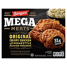 Banquet Mega Meats Original Crispy Chicken Thigh with Homestyle Mashed Potatoes, 14.25 oz, 14.25 Ounce