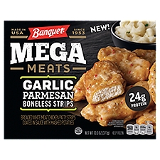 Banquet Mega Meats Chicken Strips Frozen Meal, Garlic Parmesan Boneless, 13.3 Ounce