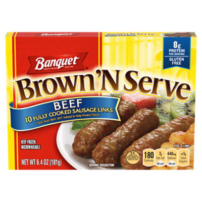 Banquet Brown ‘N Serve Beef Fully Cooked Sausage Links, 10 count, 6.4 oz, 6.4 Ounce