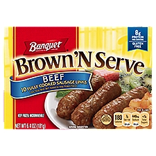 Banquet Brown ‘N Serve Beef Fully Cooked Sausage Links, 10 count, 6.4 oz, 6.4 Ounce