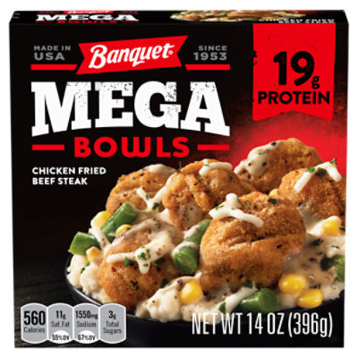 Banquet Mega Bowls Chicken Fried Beef Steak, 14 oz