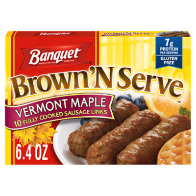 Banquet Brown 'N Serve Vermont Maple Fully Cooked Sausage Links, 10 count, 6.4 oz