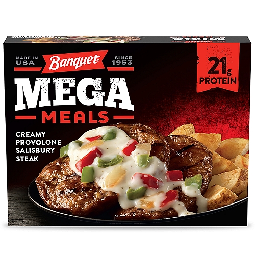 Banquet MEGA Meals, Creamy Provolone Salisbury Steak, Frozen, 13 oz.