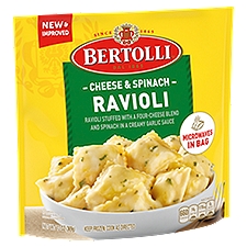 Bertolli Cheese & Spinach Ravioli Cooks in 4.5 Minutes, Pasta Sides Frozen, 13 Ounce