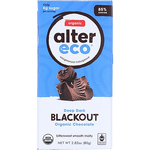 Alter Eco Fair Trade Blackout Dark Chocolate, 2.82 oz