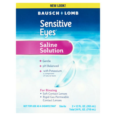 Bausch + Lomb Sensitive Eyes Saline Solution, 12 fl oz, 2 count, 24 Fluid ounce