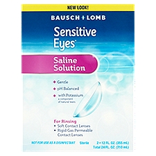 Bausch + Lomb Sensitive Eyes Saline Solution, 12 fl oz, 2 count, 24 Fluid ounce