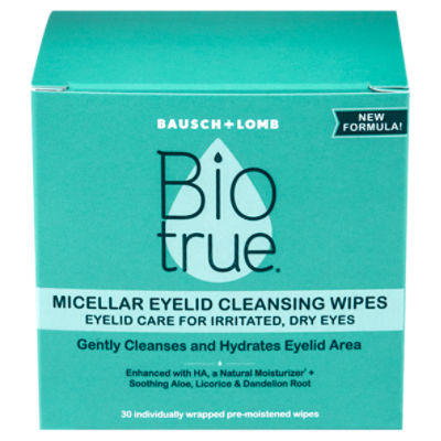 Bausch + Lomb Biotrue Micellar Eyelid Cleansing Wipes, 30 count