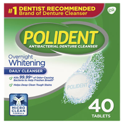 Gsk Polident Overnight Whitening Antibacterial Denture Cleanser Tablets
