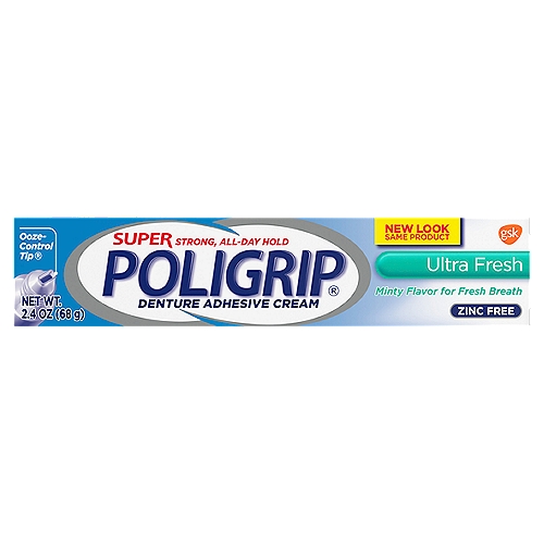 Poligrip Ultra Fresh Denture Adhesive Cream, 2.4 oz