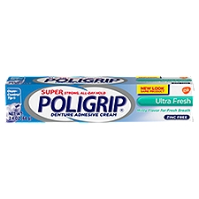 Poligrip Ultra Fresh, Denture Adhesive Cream, 2.4 Ounce
