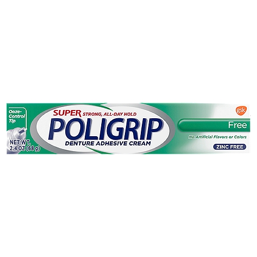 Poligrip Free Denture Adhesive Cream, 2.4 oz