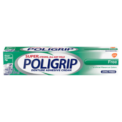 Poligrip Free Denture Adhesive Cream, 2.4 oz