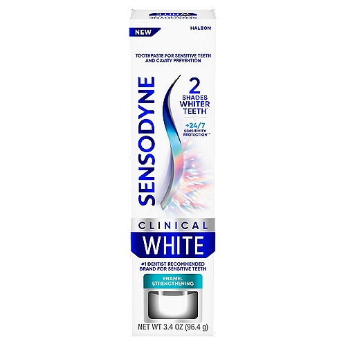 Sensodyne Clinical White Toothpaste for Sensitive Teeth, Enamel Strengthening, 3.4 oz
