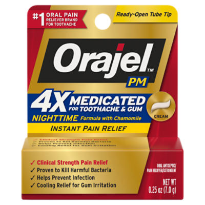 Orajel PM 4x Medicated for Toothache & Gum Cream, 0.25 oz