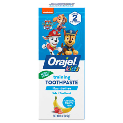 Orajel Kids Paw Patrol Natural Fruity Fun Training Toothpaste, Stage 2, 0-3 Years, 1.5 oz
