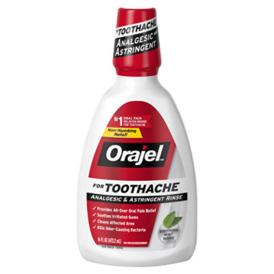 Orajel Analgesic & Astringent Rinse for Toothache Oral Pain Reliever/Astringent, 16 fl oz