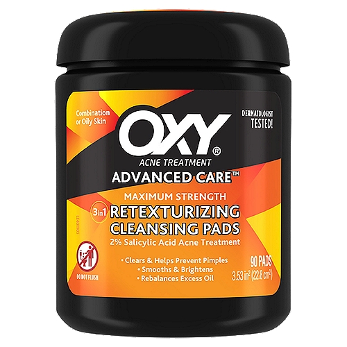 Oxy Advance Care Maximum Strength 3 in 1 Retexturizing Cleansing Pads, 90 count