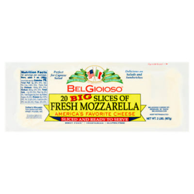 BelGioioso Big Slices of Fresh Mozzarella Cheese, 20 count, 2 lbs Fairway