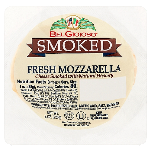 Cheese Smoked with Natural Hickory

rBST free* 
*No significant difference has been found in milk from cows treated with artificial hormones.