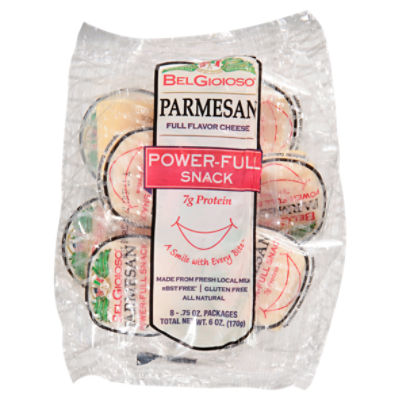 BelGioioso Power-Full Snack Parmesan Full Flavor Cheese, .75 oz, 8 count, 6 Ounce