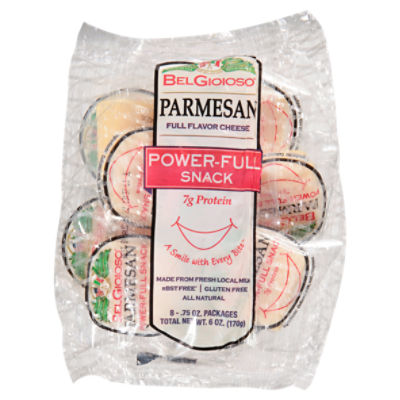 BelGioioso PowerFull Snack Parmesan Full Flavor Cheese, .75 oz, 8 count Gourmet
