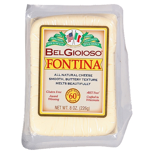 BelGioioso Fontina Cheese, 8 oz
rBST free*
*No significant difference has been found in cows treated with artificial hormones.
