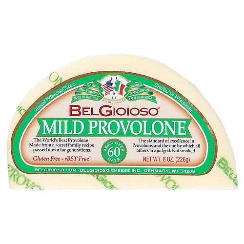 The world's best Provolone! Made from a secret family recipe passed down for generations.

The standard of excellence in Provolone, and the one by which all others are judged. Not smoked.

Gluten free - rBST free*
*No significant difference has been found in milk from cows treated with artificial hormones.