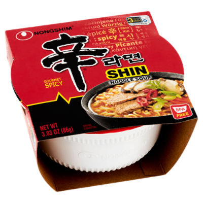 Nongshim Noodle Soup, Bowl, Hot & Spicy Flavor - 3.03 oz