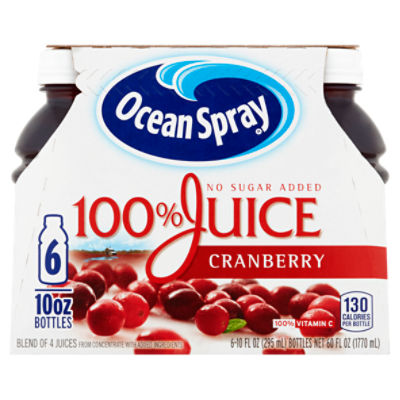 Ocean Spray Cranberry 100 Juice, 10 fl oz, 6 count ShopRite