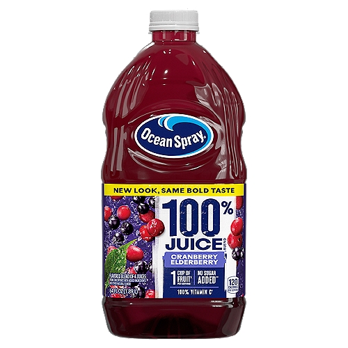 Ocean Spray No Sugar Added Cranberry Elderberry Flavor 100% Juice, 64 fl oz