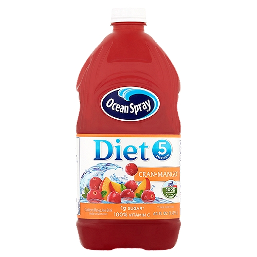 Ocean Spray Diet Cran Mango Juice Drink, 64 fl oz
Cranberry Mango Juice Drink from Concentrate

5 calories*
1g sugar†
*† per serving