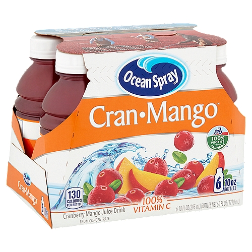 Ocean Spray Cran-Mango Juice Drink, 10 fl oz, 6 count
Cranberry Mango Juice Drink from Concentrate

Cranberry...
Every fruit's best friend!