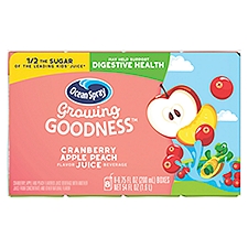 Ocean Spray Growing Goodness Cranberry Apple Peach Flavor Juice Beverage, 6.75 fl oz, 8 count