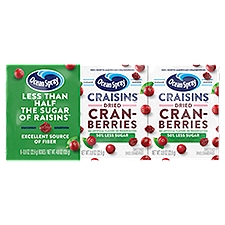 Ocean Spray Craisins 50% Less Sugar Sweetened Dried Cranberries, 0.8 oz, 6 count