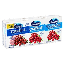Ocean Spray Craisins Snack Pack Sweetened Dried Cranberries, 6 Ounce