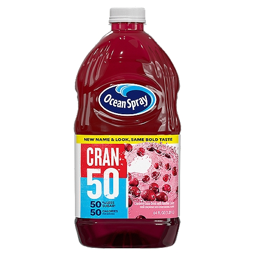 Ocean Spray Light Cranberry and Grape Juice Drink, 64 fl oz
Cranberry and Grape Juice Drink from Concentrate

Cranberry goodness with fewer calories

Light cranberry juice drink: 50 calories
100%  juice, cranberry blend; 110 calories