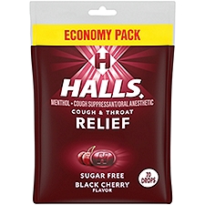 HALLS Relief Sugar Free Black Cherry Flavor Cough Drops, Economy Pack, 1 Bag (70 Total Drops)