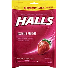 HALLS Mentho Lyptus Strawberry Cough Drops, 80 Drops, 80 Each