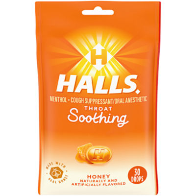 HALLS Throat Soothing Honey Cough Drops, 30 Drops ShopRite