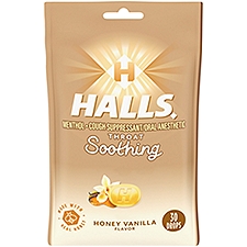 Halls Soothing Honey Vanilla Flavor Menthol Drops, 30 count, 30 Each